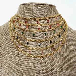 18k gold plated crystal necklace